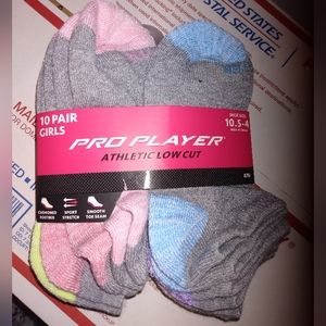 Pro Player Athletic Low Cut Girls' Grey/Multi Color Tip Socks-10 Pack